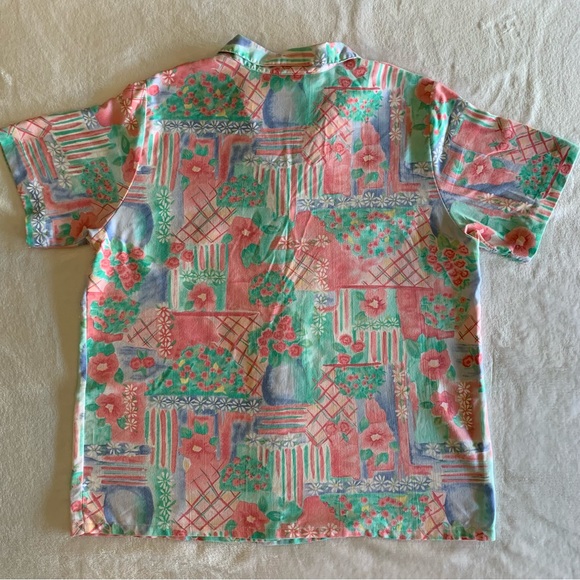 Koret Francisca womens short sleeve button up green multicolor blouse size xL - Picture 4 of 6